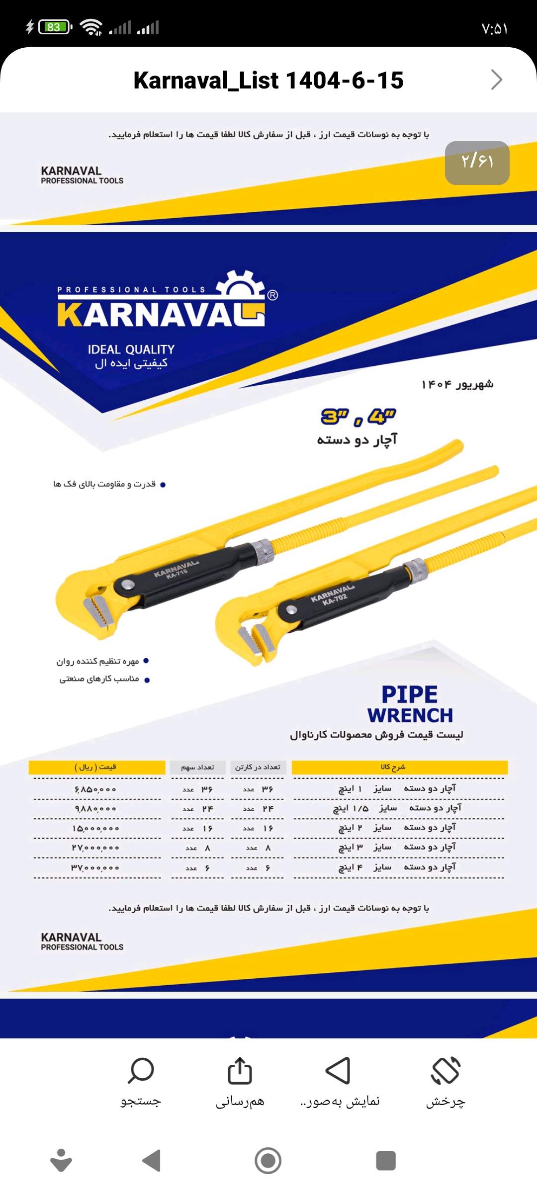 پخش آچار دودسته کارناوال